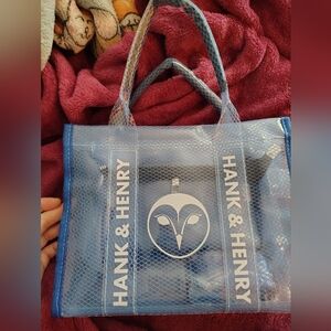 Hank & Henry Clear Blue Tote Bag With Top Handles And Long Strap